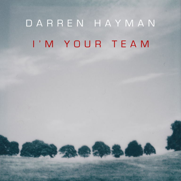 Cover of I'm Your Team by Darren Hayman: a grey misty sky above a row of trees on a hillside